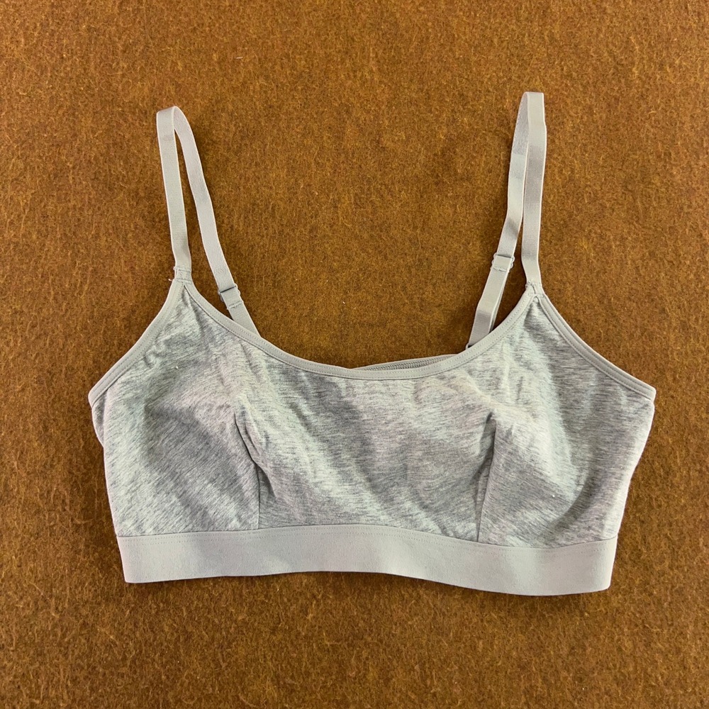 Deal Worthy Womens Medium Gray Heathered Cotton Blend Wireless Bralette New